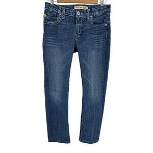 Big Star Kayla Womens Mid Rise Medium Wash Embellished Straight Leg Jeans Sz 27R